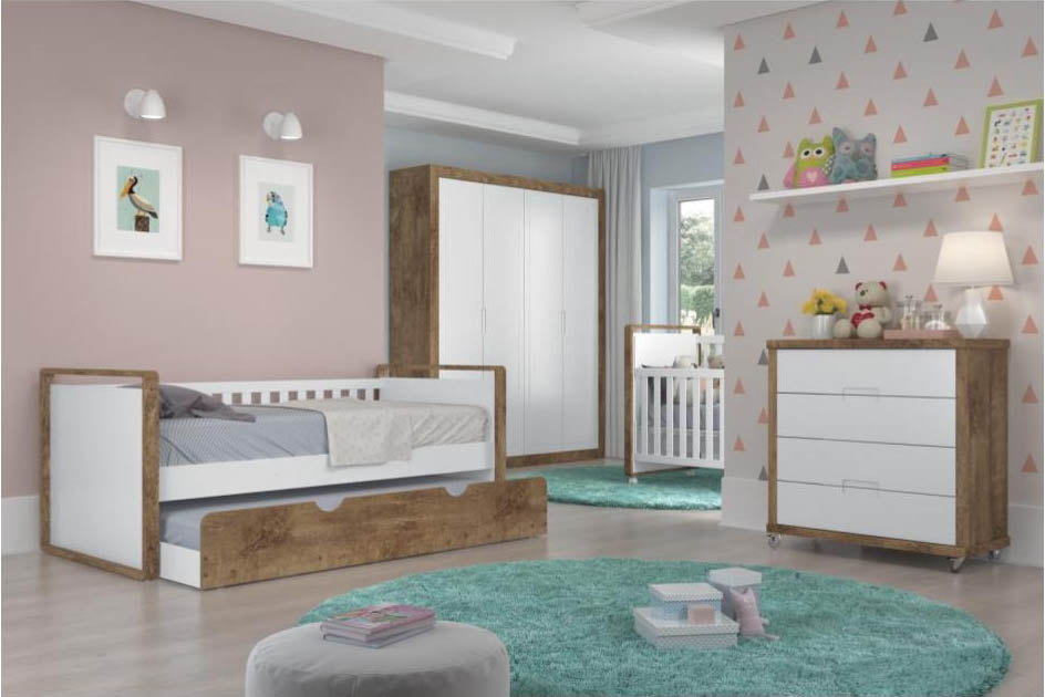 Quarto infantil detalhes em madeira linha tutto
